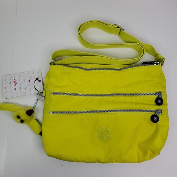 New Kipling Alvar Medium Yellow Women’s Crossbody Bag and Monkey Clip - Picture 2 of 11